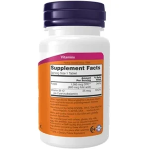 بطری مکمل NOW Folic Acid 800 mcg with Vitamin B-12