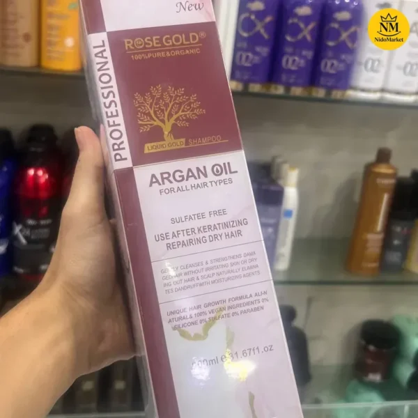 شامپو آرگان رزگلد Liquid Gold بدون سولفات 900 میلی لیتر نیدومارکت