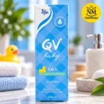 شامپو و نرم کننده کودک کیووی QV Baby مدل 2 در 1 حجم 200 گرم بدون سوزش چشم با لوگوی نیدومارکت