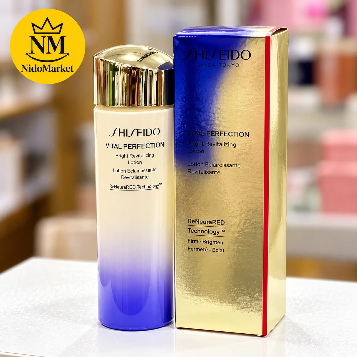 لوسیون شیسیدو ویتال پرفکشن Bright Revitalizing حجم 150 میل لوسیون صورت شیسیدو ویتال پرفکشن Bright Revitalizing حجم 150 میلی لیتر همراه بطری و جعبه طلایی با فناوری ReNeuraRED