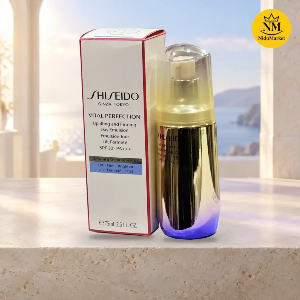 امولسیون روز شیسیدو Vital Perfection Uplifting and Firming حجم 75 میلی لیتر با SPF 30 و بطری طلایی بنفش
